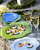 Summery cheese and vegetable appetisers