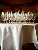 Glasses on a table ready for a reception