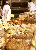 Bread and other baked goods in a baker's shop