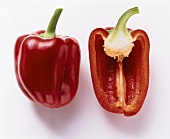 Whole and Half of a Red Bell Pepper