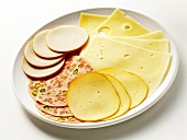 Deli Platter with Sliced Meats and Cheese