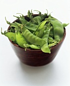 Snow Peas in a Wooden Bowl