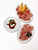 Various Plates of Italian Appetizers
