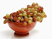 Red and Green Grapes in Red Bowl