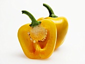 Whole and Half of a Yellow Bell Pepper