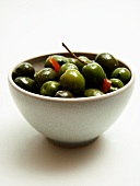 Green Olives in a Bowl