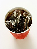 Cola in a Red Plastic Cup with Ice