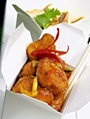 Asian Chicken Nuggets in a Take Out Box