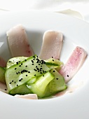 Swordfish and Cucumber Salad with Black Sesame Seeds