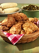 Fried Chicken with Corn and Collard Greens