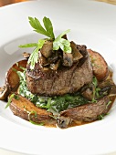 Filet Mignon with Mushrooms and Potato Wedges