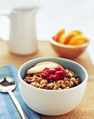 Bowl of Raisin Oatmeal with Apples and Cranberries