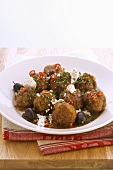 Meatballs with olives and feta cheese