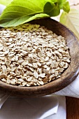 Oats in a wooden bowl