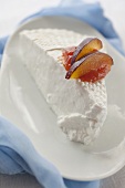 Cream cheese with sliced plums
