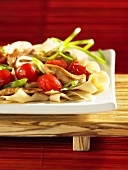 Tagliatelle with chicken and cherry tomatoes