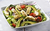 Chicken salad with avocados and sesame seeds