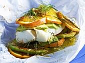 Cod with orange baked in foil