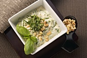 Mayonnaise with basil and pine nuts