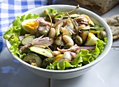 Tuna salad with white beans, eggs and capers