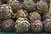 Fresh Stacked Artichokes at the Market