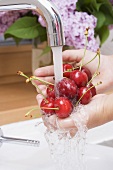 Washing cherries