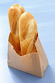 Two baguettes in a paper bag