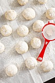 Wedding Cookies with Powdered Sugar and Sifter