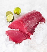 Tuna fish fillet on ice