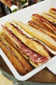 Salami and Cheese on Baguettes; Paris France Street Food
