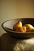 Ripe Pears in a Wooden Bowl