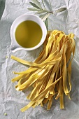 Homemade tagliatelle and olive oil