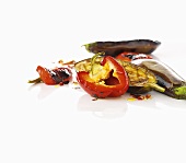 Roasted red peppers and eggplants