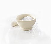 Kosher salt in a mortar