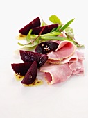 Pickled beetroot and ham