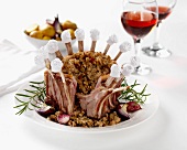 A lamb crown with a cranberry, herb and bread stuffing