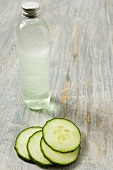 Cucumber slices and cleanser