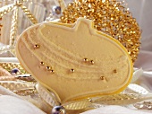 Sweet pastry biscuit in shape of Christmas bauble