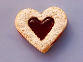 Heart-shaped jam biscuit