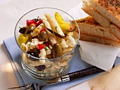 Greek pasta salad with olives & sheep's cheese