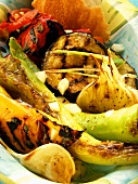 Barbecued vegetables with garlic