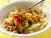 Ribbon noodles with vegetables and sesame