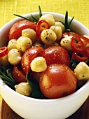 Chick pea and tomato salad with chili and rosemary