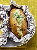 Baked potatoes with herb cream cheese