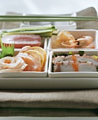 Sashimi with salmon, tuna, cuttlefish etc.