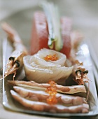 Sashimi with salmon caviare