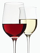 Weissweinglas und Rotweinglas