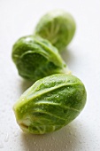 Brussels sprouts with drops of water