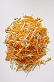A heap of grated Cheddar and Mozzarella