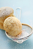 Sponge biscuits with icing sugar